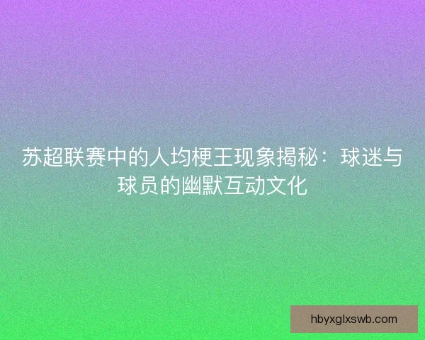 苏超联赛中的人均梗王现象揭秘：球迷与球员的幽默互动文化