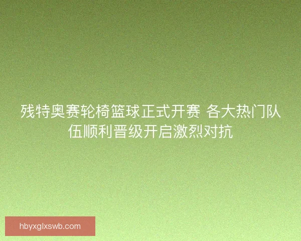 残特奥赛轮椅篮球正式开赛 各大热门队伍顺利晋级开启激烈对抗