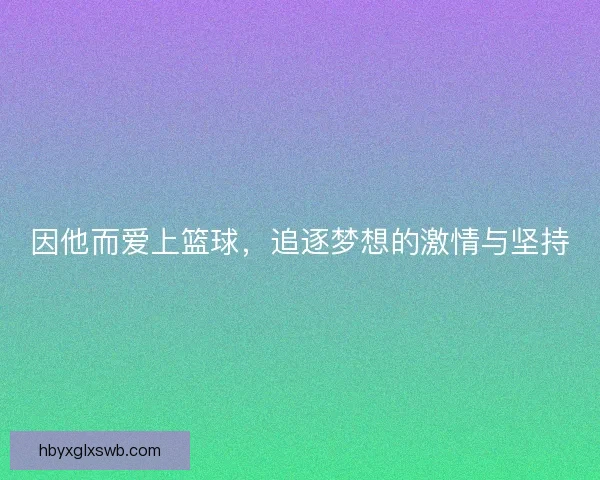 因他而爱上篮球,追逐梦想的激情与坚持 因他而爱上篮球,追逐梦想的激情与坚持